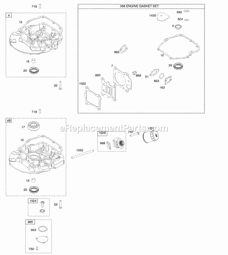 Gasket Set-Engine Sump Diagram and Parts List for 122S02-0150-B1  Briggs and Stratton Engine